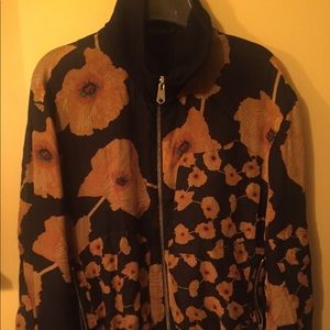 Paul Smith Women’s Navy Poppy Silk Bomber Jacket